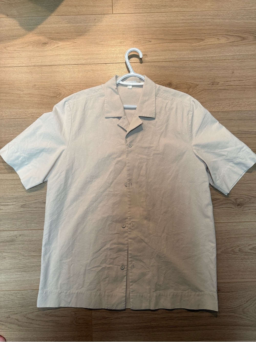 COS Light Beige Short Sleeve Button-Down Shirt